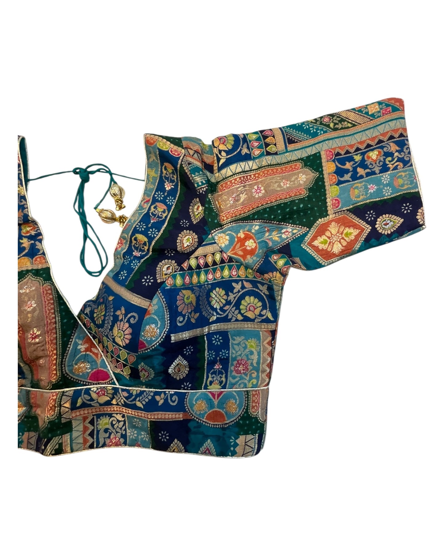 Navy Petrol Blue - Banarasi Brocade Saree / Lehenga blouse - 40" Bust (UK 14) Can be let out to size 16  - VFJ204 01KP25