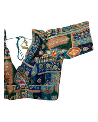 Navy Petrol Blue - Banarasi Brocade Saree / Lehenga blouse - 40