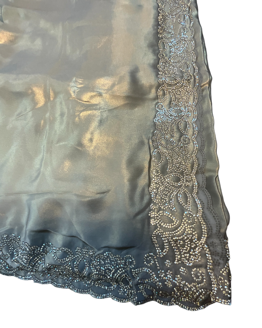 Gold - Saree with Thread / Stone Embroidery and Blouse Piece - UK stock - 24hr Dispatch - SP2621 VC