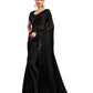 Black- Chiffon Saree with Fancy Ready made Blouse - SRV7910  PY 0624