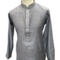 Light Grey - Cotton Silky Self Brocade Mens Kurta Set - Sangeet Mehendi Haldi - KCS1003 KK 1123