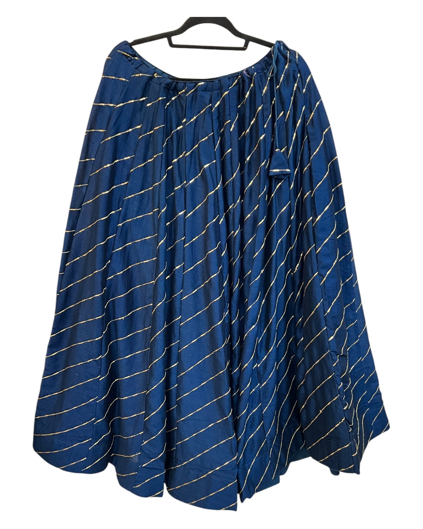 Petrol Navy Blue -  Dupion Silk Lehenga Set - Garba / Dandia , Mehndi / Sangeet / Weddings  - Size UK 12 (38" Bust) Adjustable to Size 14 - UK Stock - 24h Dispatch - AF2506 09TY25