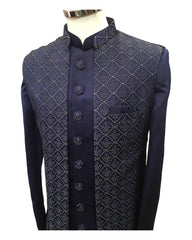 Stunning Double Layered Navy Blue Sherwani -  SHU2312 JY 0923