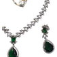 Green - Medium - Silver Finish Necklace Set with Earrings - AE2409 A 0724