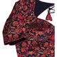 Navy Blue - Red / Orange Banarasi Brocade Saree / Lehenga blouse - 40" Bust (UK 14) Can be let out to size 16  - X1191 01KV25