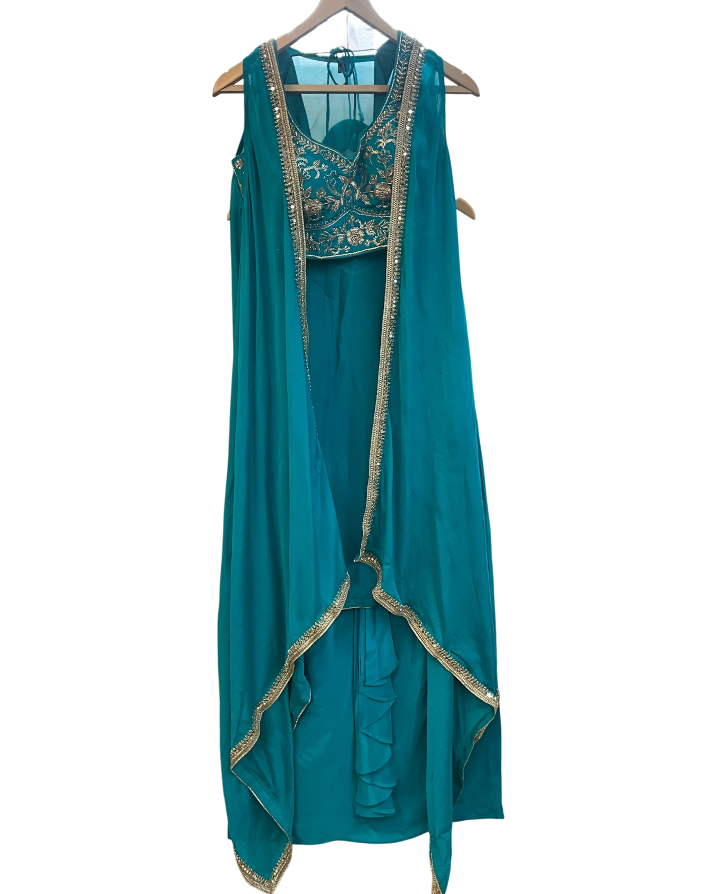 Size 12 (38") - Turquoise Blue - Designer Ladies Short Top Saree Suit - VMK Bhumi PY