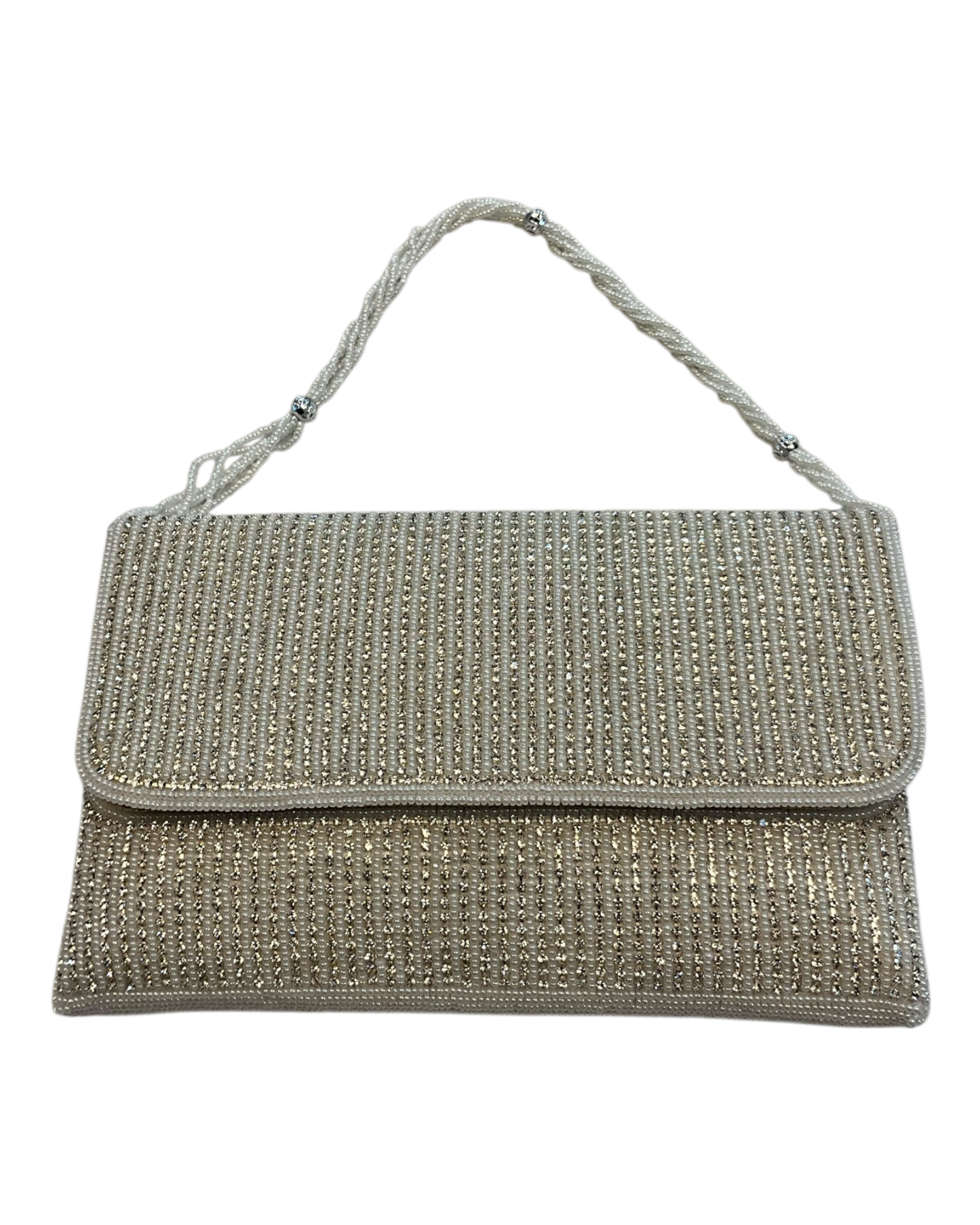 Silver / White - Rich Hand Embroidered Clutch Bag / Handbag -Bollywood / Weddings - AKB278 11KJ25