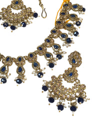 Navy Blue - Large Size Necklace Set with Earrings - PRI1753 H 0424