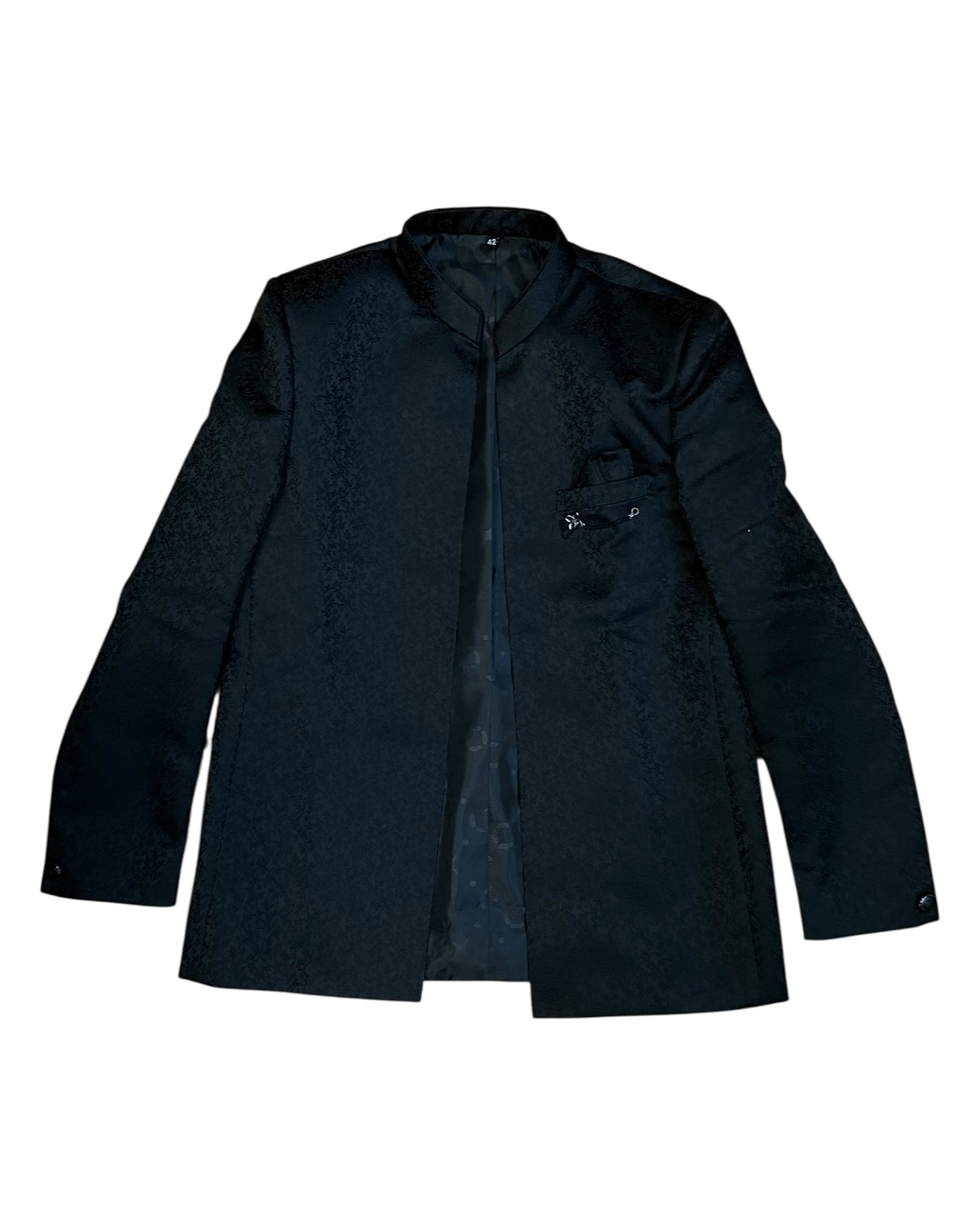 Black - PREMIUM Slim Fit Mens BandhGala / Prince / Chinese Collar Open Jacket with inside Waistcoat- Fantastic Fit - CS2511 JP 0625