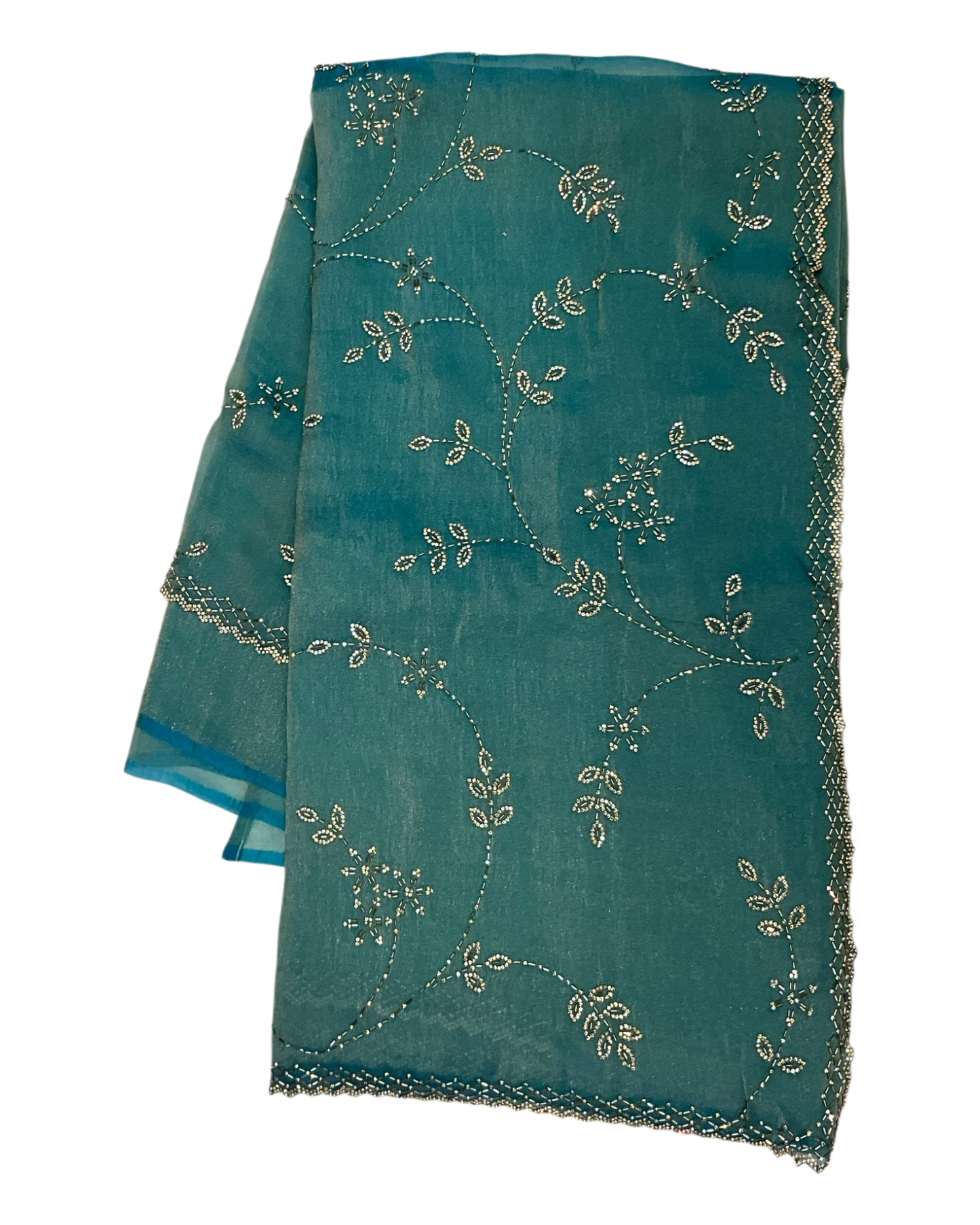 Turquoise - Rich Saree with Allover Embroidery and Blouse Piece - UK stock - 24hr Dispatch - RS2520 JA