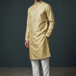 Light Pastel Yellow - Banarasi Handloom Brocade Mens Indian Kurta set with Trousers - UK Stock - Weddings / Walimas , Sangeet, Diwali, Eid, Mehndi / Henna - VEE2613 VR