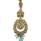 Mint Green - Antique Gold Finish Medium Size Tika Head Piece - Indian Ladies Fashion Jewellery - AE2435 11Vp24