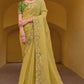 Yelllow - Chiffon Saree with Fancy Ready made Blouse - TAT6904 TA 0624