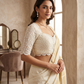 Size 36" / UK 10 - Cream - Shimmery Crinkle Halter Neck Saree blouse with cups - UK Stock - Quick Delivery - RNK - N621-KJ