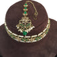 Green - Large Size Antique Gold Finish Necklace Set with Earrings - RAK95  KV 0424