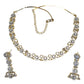Clear - American Diamond Style Gold Finish Small Size Necklace Set with Earrings - AE2423 11C24