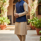 Navy Blue - Suede - Mens Indian Waistcoat - UK Stock - 24 hr Dispatch - KCS2601 03KT26