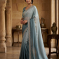 Sea Green - Saree with Thread / Stone Embroidery and Blouse Piece - UK stock - 24hr Dispatch - SP2620 KC