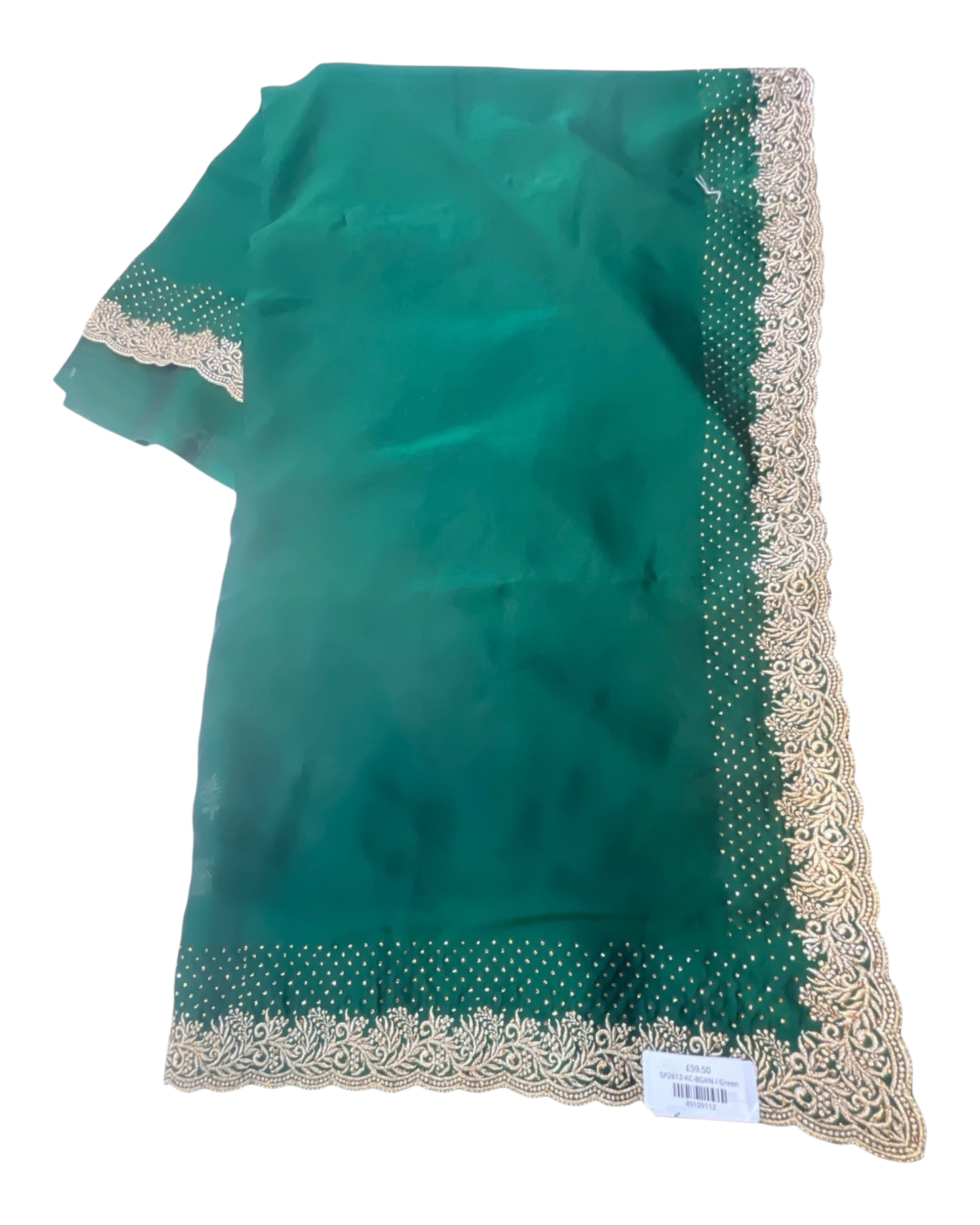 Bottle Green - Saree with Thread / Stone Work and Blouse Piece - UK stock - 24hr Dispatch - SP2612 KR