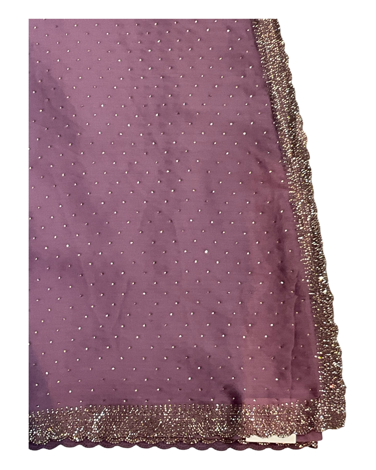 Lilac - Classic Satin Crepe Saree with Stone Work and Blouse Piece - UK stock - 24hr Dispatch - RS2533 VJ