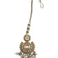 Pink - Large - Antique Gold Finish Traditional Tika Head piece - Bollywood - Weddings - PRI1773  11V24