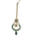 Green - Antique Gold Finish Large Size Tika Head Piece - Indian Ladies Fashion Jewellery - AE2440 11T24