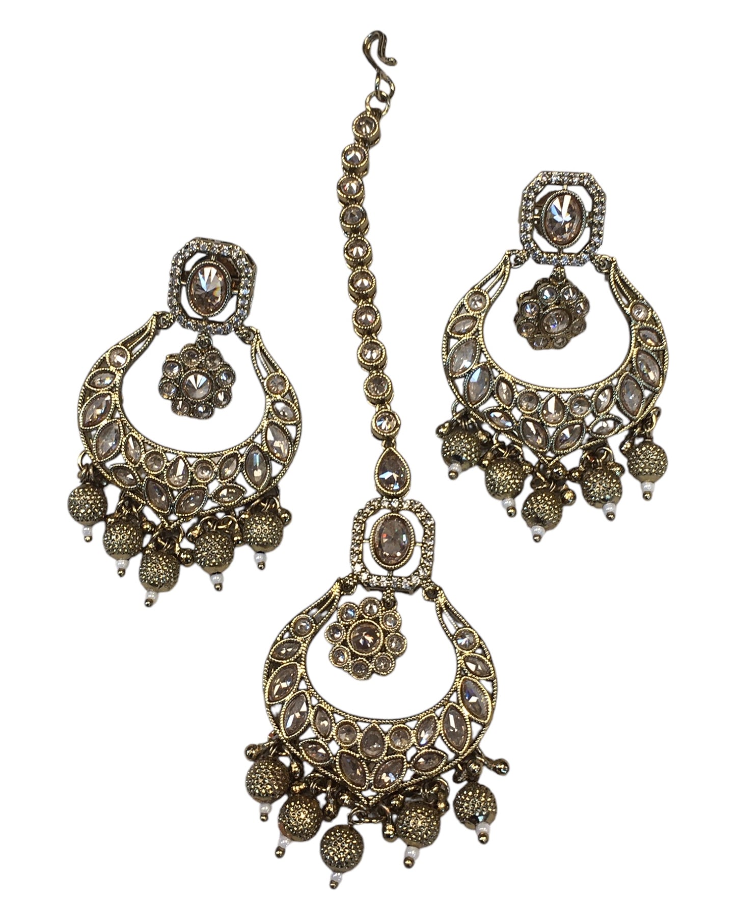 Antique Gold & Stones - Antique Gold Finish Long Necklace set - Bollywood - Weddings - AVON8015 11VY24