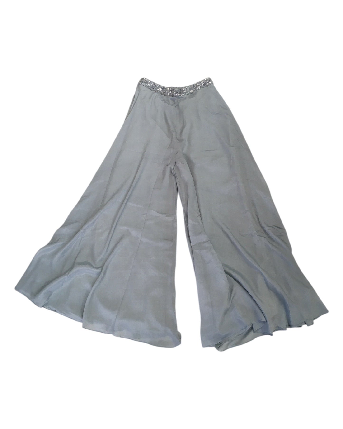 Silver Grey - Designer Ladies Short Top Palazzo Trousers Suit - Size 14 (40") - VMK BADAL PY