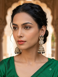 Black & Pearl Tiered Jhumka Earrings - Bollywood - Weddings - 6JE135 09A26