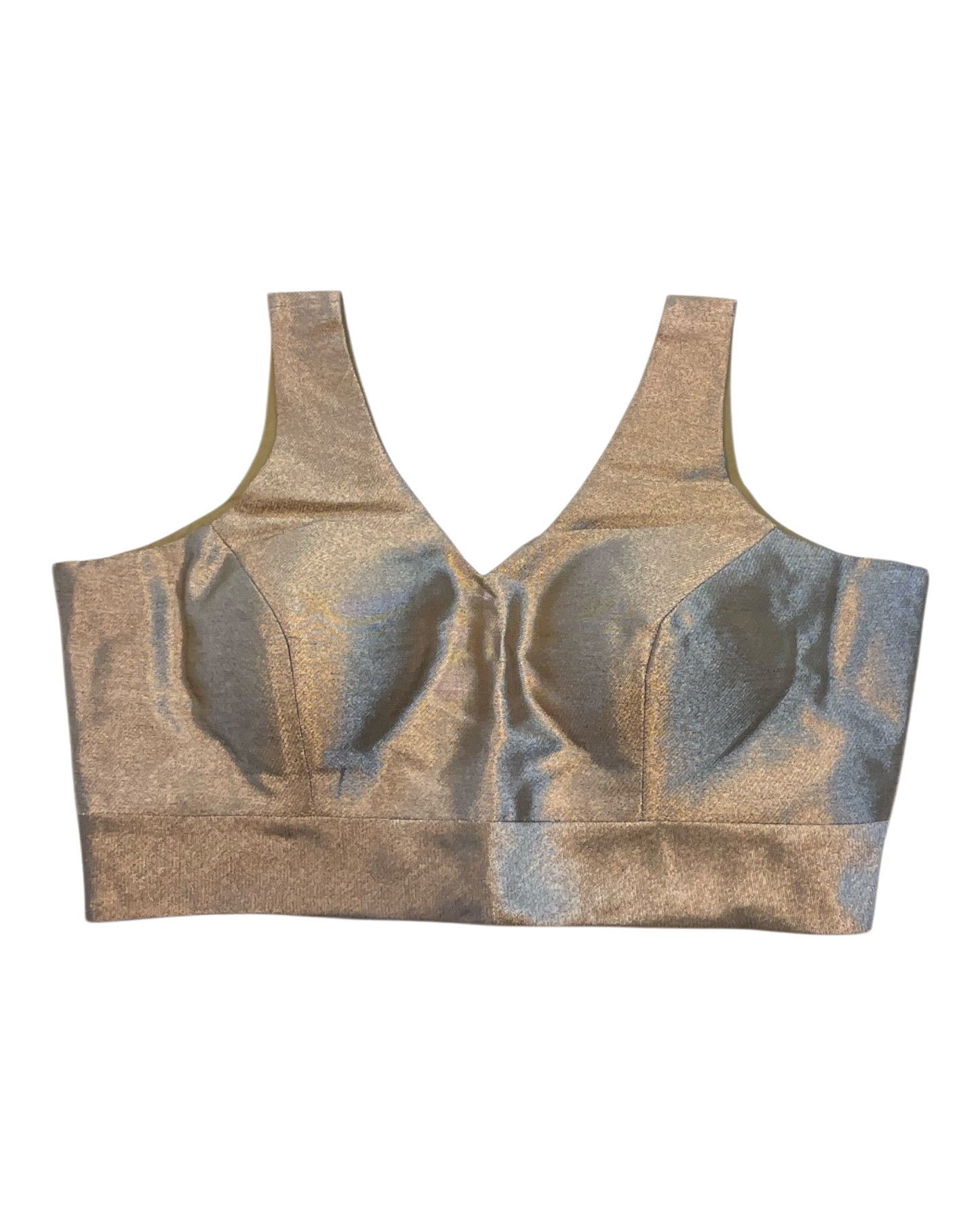 Size 38" / UK 12 - Copper Brown - Silky Saree blouse with cups,  Sleeveless - UK Stock - Quick Delivery - RNK - R722A-KY