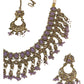 Lilac - Medium - Antique Gold Finish Necklace Set with Earrings - RAK185 Cp 0724