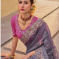 Purple - Chiffon Saree with Fancy Ready made Blouse - TAT6909  TR 0624