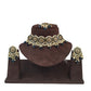 Navy Blue  - Large Size Antique Gold Finish Necklace Set with Earrings - RAK05  VY 0424
