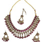 Fuchsia - Medium - Antique Gold Finish Necklace Set with Earrings - RAK185 Cp 0724
