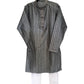 Dark Grey - Cotton Silk Brocade Mens Indian Kurta set - Weddings / Walimas , Sangeet, Eid, Mehndi / Henna - KCS1052 06VA24