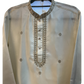 Off White / Cream - Soft Cotton Silky Mens Kurta Set with Neck Thread Embroidery- Sangeet Mehendi Haldi - KCS1019 06KC26