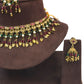 Magenta - Medium Size Antique Gold Finish Necklace Set with Earrings - HB1000  KY 0424
