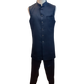 Navy Blue - PREMIUM Slim Fit Mens Self Brocade BandhGala / Prince / Chinese Collar Jacket with Long inside Waistcoat - Fantastic Fit - CS2505 03PY25
