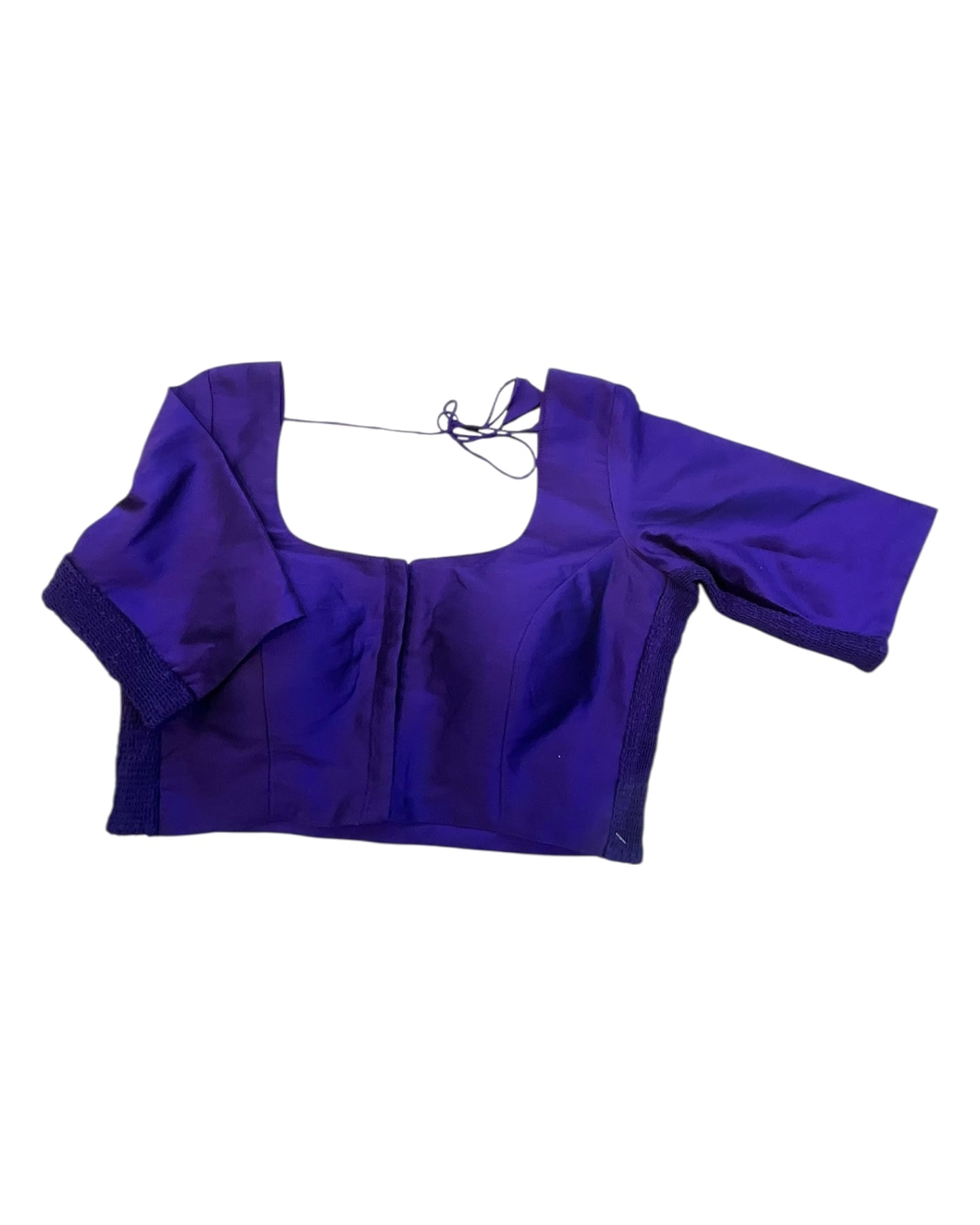 Dark Brinjal / Purple - HYBRID Silky Saree blouse - With Elastic on both side for Great fit - Size 36",38", 40" S M L  - VAM1216 Ap