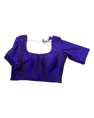 Dark Brinjal / Purple - HYBRID Silky Saree blouse - With Elastic on both side for Great fit - Size 36
