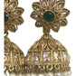 Green - Medium - Antique Gold Finish Traditional Zhumki Earrings - Bollywood - Weddings - SV2409 Rp 0724