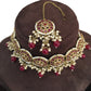 Maroon  - Large Size Antique Gold Finish Necklace Set with Earrings - RAK05  VY 0424
