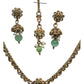 Mint Green - Small Size Antique Gold Finish Necklace Set with Earrings & Head Piece /Tika- SLV79  11A24