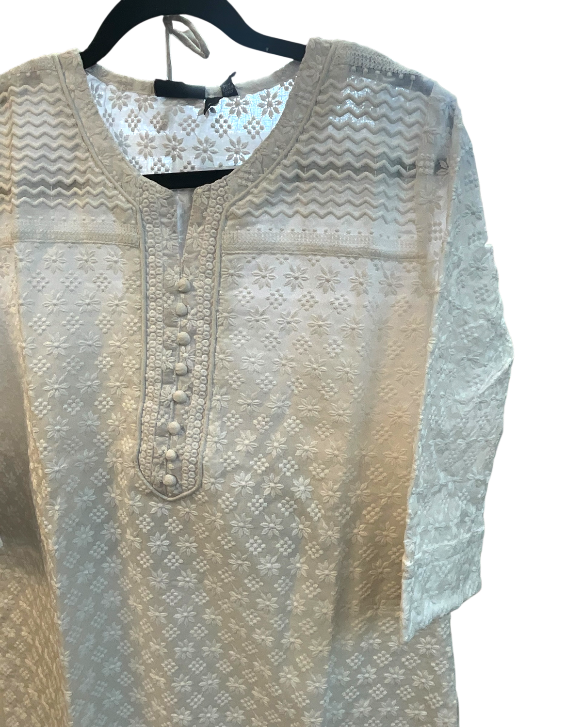 XS to XXXL - White - Lucknowi Cotton Ladies Salwar Kameez / Punjabi Suit with Chiffon Dupatta - Funeral  / Church ARV2176 KC