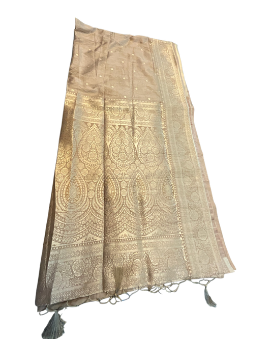 Gold - Traditional Handloom Saree with Blouse Piece - UK stock - 24hr Dispatch - SP2630 KP