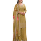 Beige - Simple / Classy Ladies Indian Palazzo Trousers Suit with Printed Dupatta - Size 14 (40") - VF67832 TK1024
