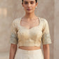 Size 36" / UK 10 - Gold - Zari Embroidered Silk Blouse with Elbow-Length Sleeves - UK Stock - With Margin inside - VAM1296 - KY