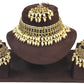 Gold / Neutral - Large Size Antique Gold Finish Necklace Set with Earrings - JE14  KY 0424