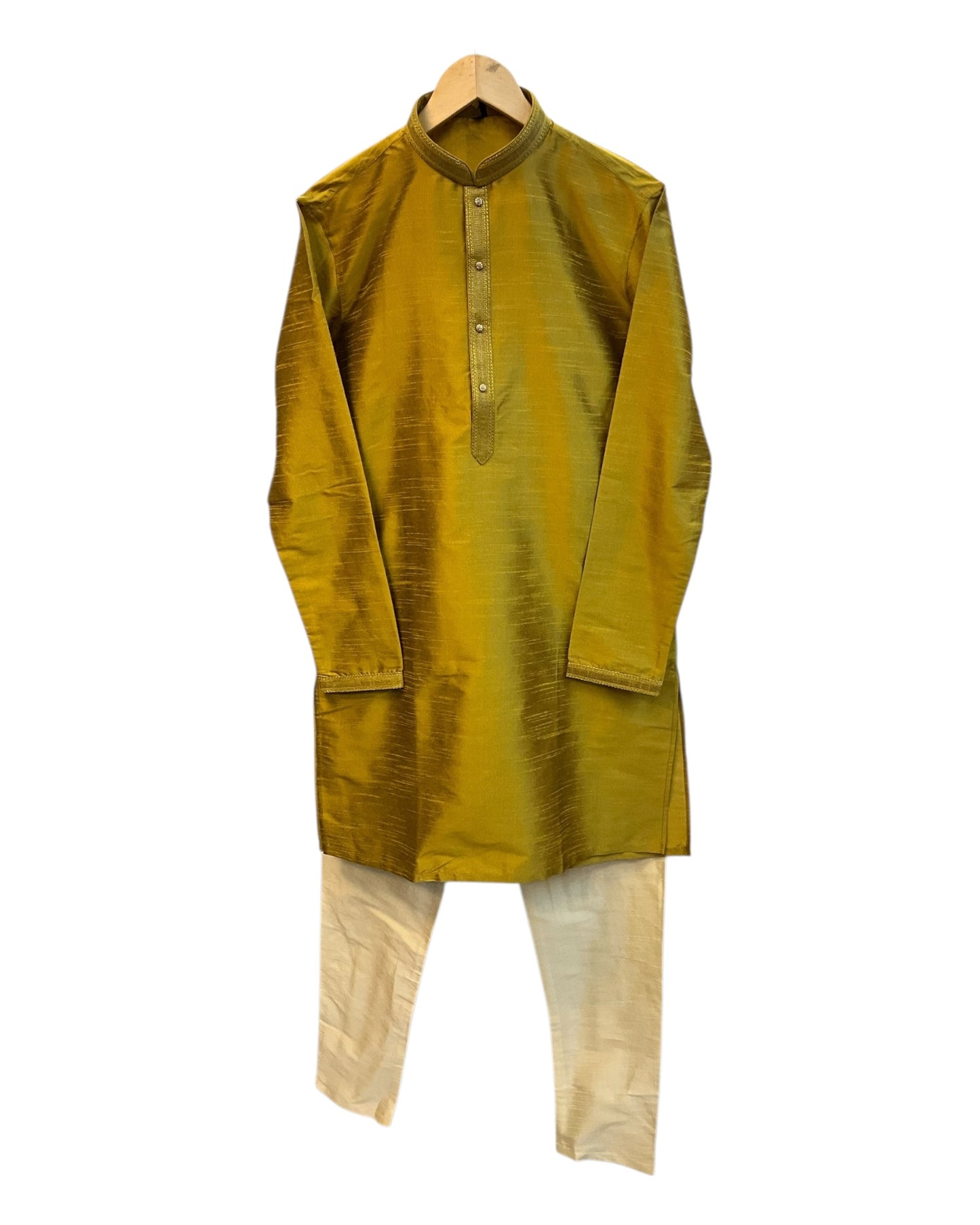 Golden - Banarasi Handloom Brocade Mens Indian Kurta set - UK Stock - Weddings / Walimas , Sangeet, Diwali, Eid, Mehndi / Henna - VEE2532 KR