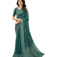 Teal - Chiffon Printed Saree with Blouse Piece - UK stock - 24hr Dispatch - LTF108 07KT26
